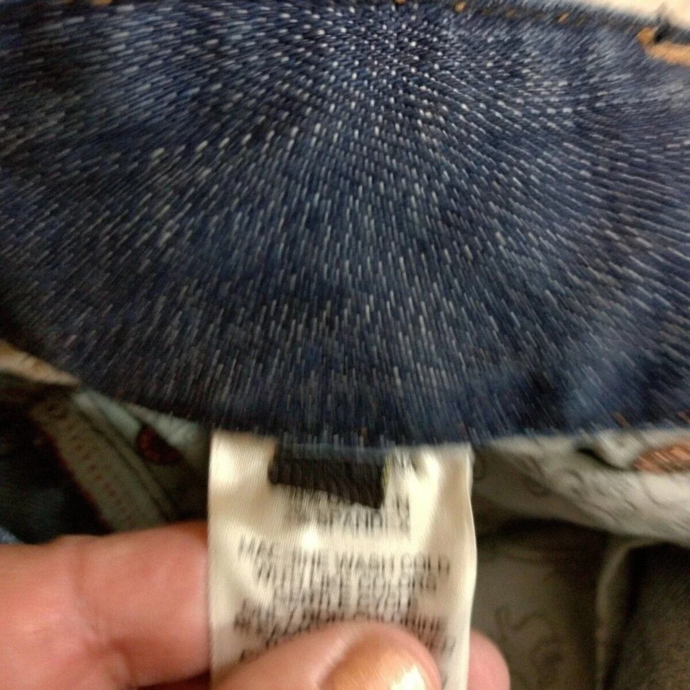 VTG Express Jeans Sz 0 Blue Denim Distressed Straight Leg Jeans Womens Mid RIse - Picture 8 of 9